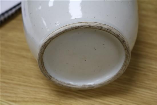 A pair of Chinese famille rose rouleau vases, 20th century, 13.75in. (35cm)